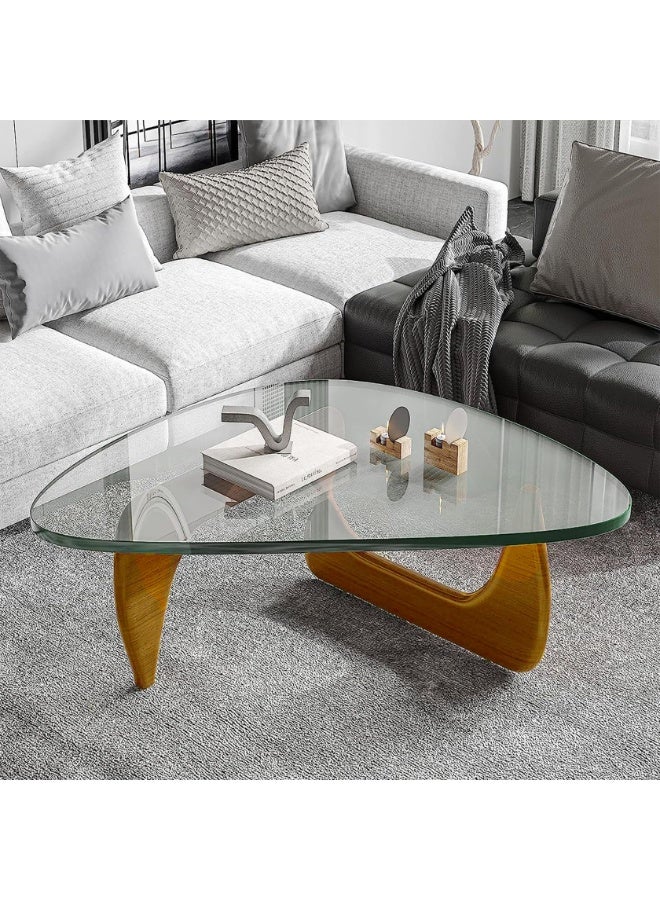 WALALLA Modern Glass Coffee Table for Living Room, Small mid Century Coffee Table, Stylish Coffee Tables, Suitable for Bedroom Living Room Reception Office Tables(Walnut/Transparent) - Image 2