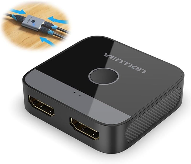 HDMI Splitter 1 in 2 Out 4K@60Hz Switch 2 in 1 Out, With LED Indicators Support 4K 3D HDR for Xbox PS5/4/3 Blu-Ray TV Player - Image 1