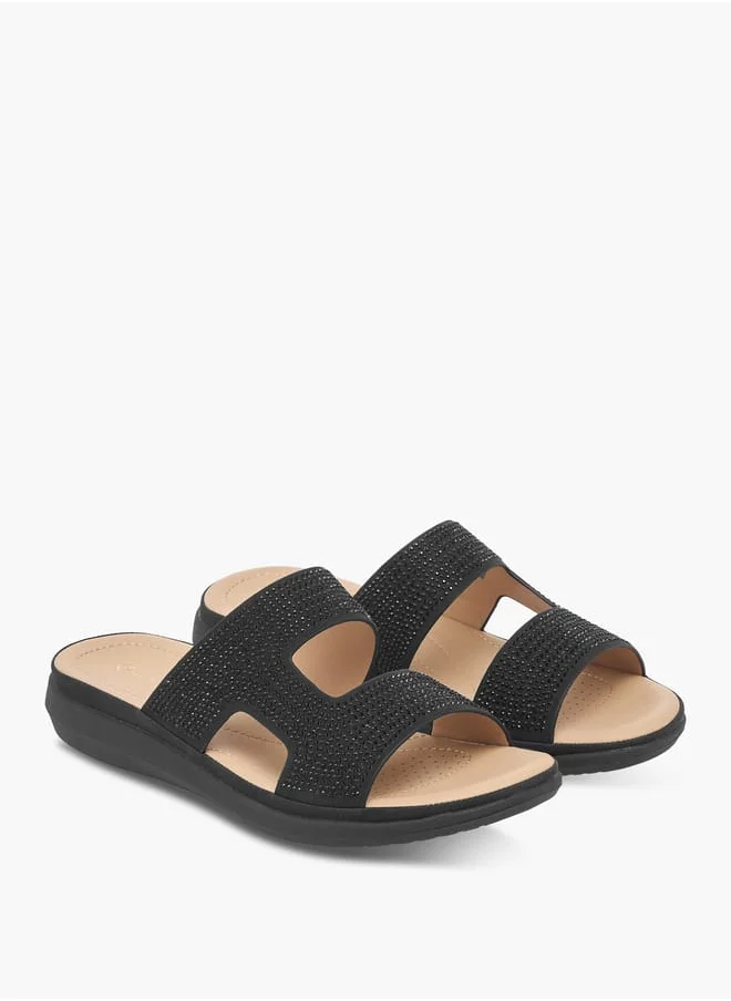 لو كونفورت Women's Embellished Slip-On Strap Sandals