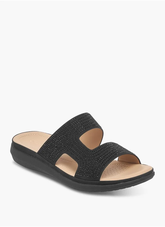 لو كونفورت Women's Embellished Slip-On Strap Sandals