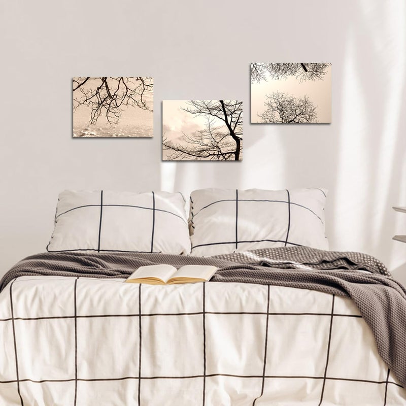 RnnJoile Beige Canvas Wall Art - Black and White Winter Tree Set - Image 3