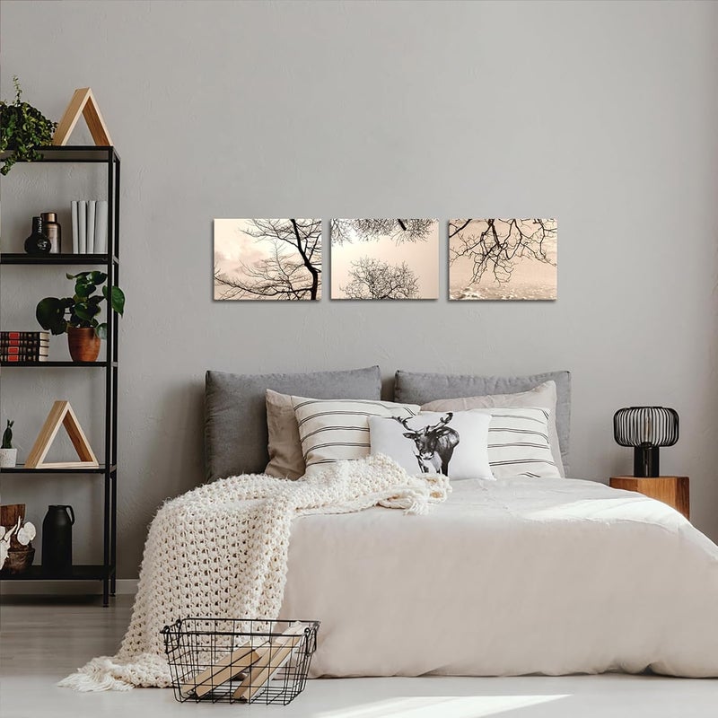RnnJoile Beige Canvas Wall Art - Black and White Winter Tree Set - Image 5