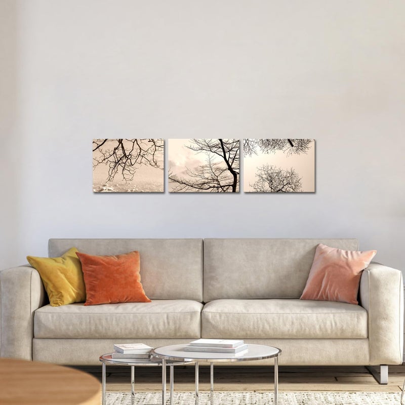 RnnJoile Beige Canvas Wall Art - Black and White Winter Tree Set - Image 4