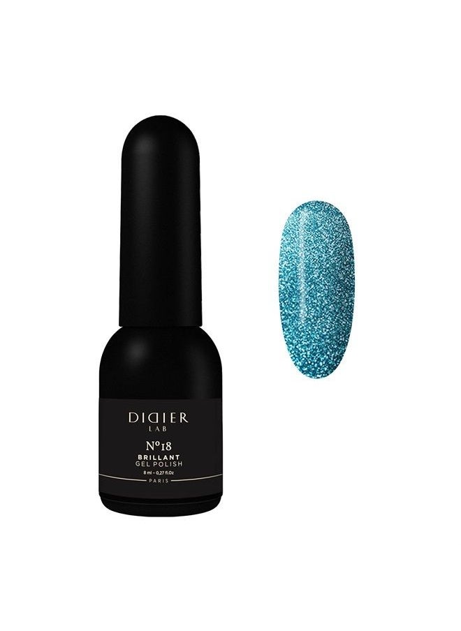DIDIER LAB - – Gel Polish Brillant No 18 – Professional Manicure Pedicure Nail Gel Polish with Sparkling Platinum Hue –Light Reflective Shimmer - Rich Pigment for Complete Nail Coverage – UV LED Lamps - Image 1