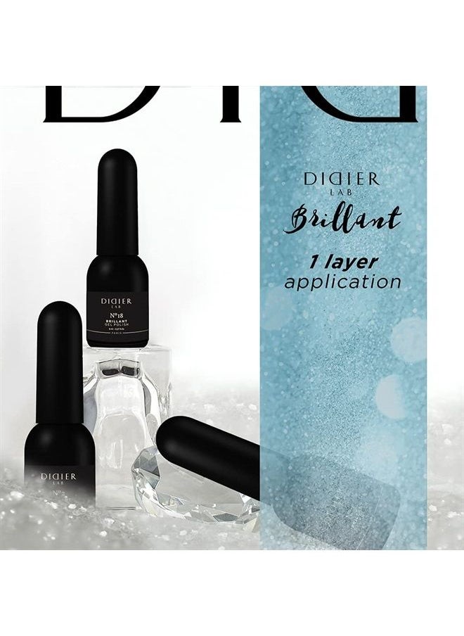 DIDIER LAB - – Gel Polish Brillant No 18 – Professional Manicure Pedicure Nail Gel Polish with Sparkling Platinum Hue –Light Reflective Shimmer - Rich Pigment for Complete Nail Coverage – UV LED Lamps - Image 1