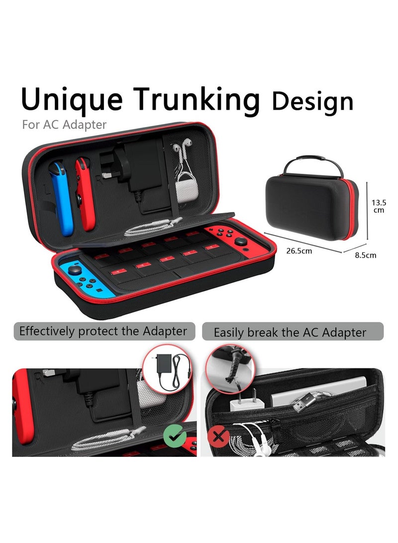 SOLARAE Durable Hard Carrying Case for Switch and Switch OLED, Protective Storage Case with Space for 20 Games, Console, and Accessories - Perfect for On-the-Go Gaming! - Image 5