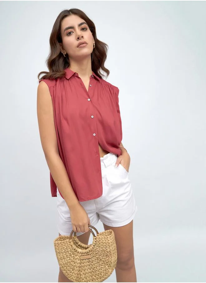 Dennis Lingo Sleeveless Casual Shirt with Buttons by Styli