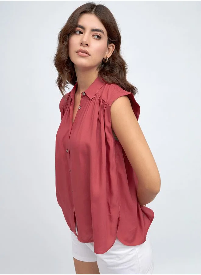 Dennis Lingo Sleeveless Casual Shirt with Buttons by Styli