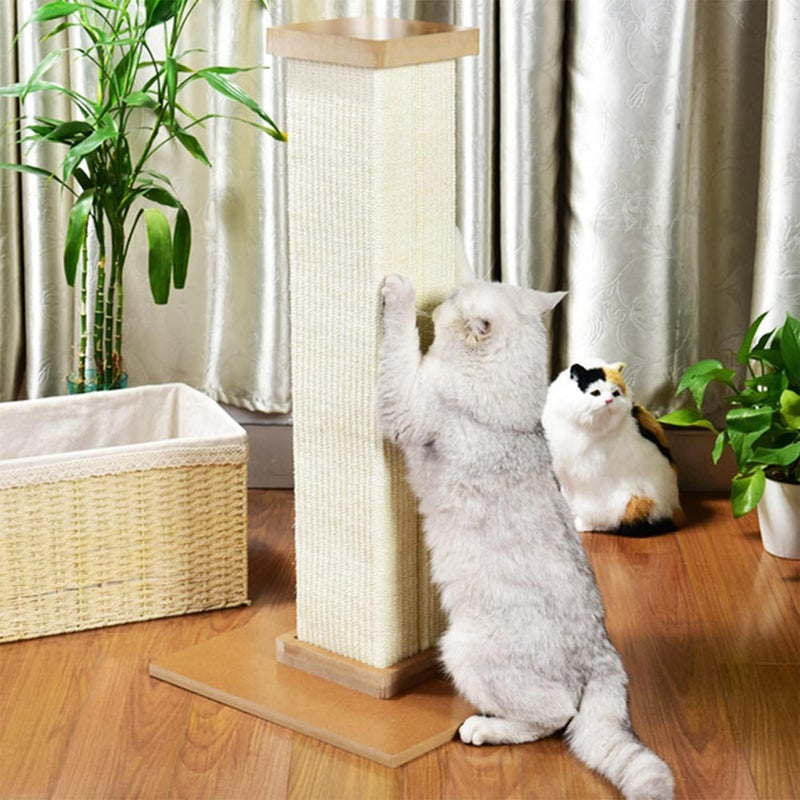 NeoStyle Ultimate 80cm Tall Cat Scratching Post,Cat Scratchers for Indoor Cats,Cuboid Sisal cat scratch column (White) - Image 5