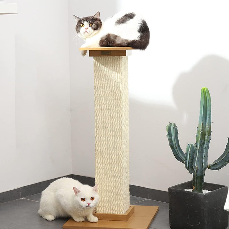 NeoStyle Ultimate 80cm Tall Cat Scratching Post,Cat Scratchers for Indoor Cats,Cuboid Sisal cat scratch column (White) - Image 4