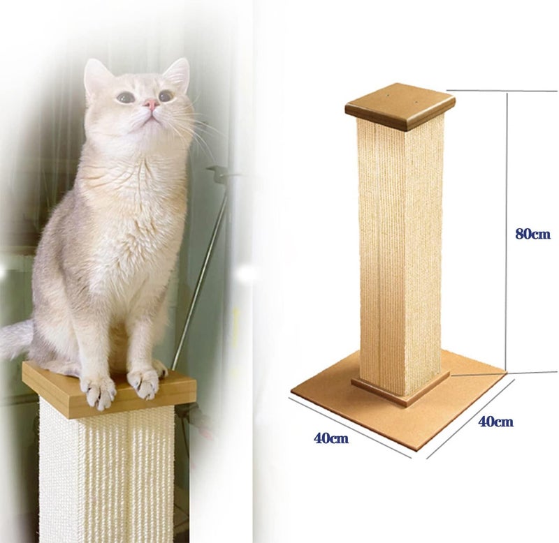 NeoStyle Ultimate 80cm Tall Cat Scratching Post,Cat Scratchers for Indoor Cats,Cuboid Sisal cat scratch column (White) - Image 1