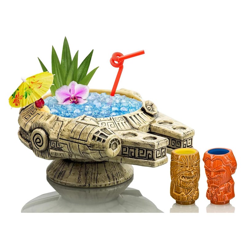 Geeki Tiki Star Wars Millennium Falcon Tiki Bowl with Han Solo Chewbacca Muglet Collectible Drinkware