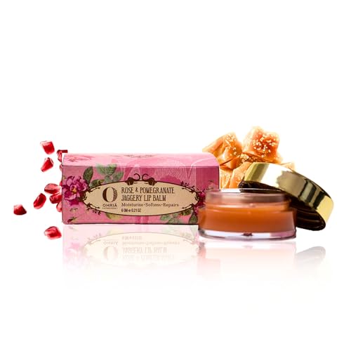 Ohria Ayurveda Rose & Pomegranate Jaggery Lip Balm | Deeply Hydrates, Softens & Reduces Lip Pigmentation| For Dark, Dry & Chapped Lips | All Skin Types - 6gm - Image 1