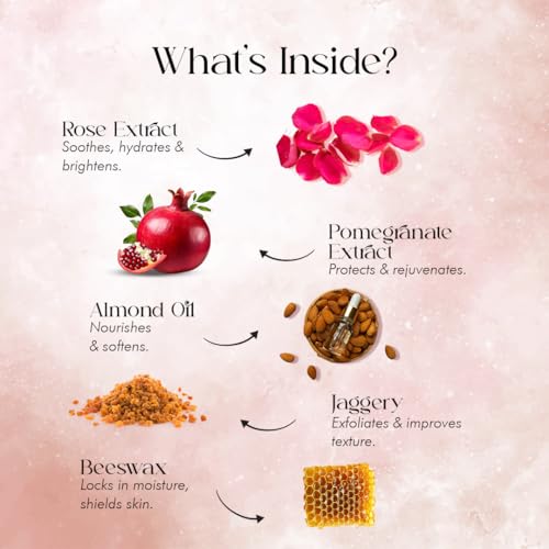 Ohria Ayurveda Rose & Pomegranate Jaggery Lip Balm | Deeply Hydrates, Softens & Reduces Lip Pigmentation| For Dark, Dry & Chapped Lips | All Skin Types - 6gm - Image 3
