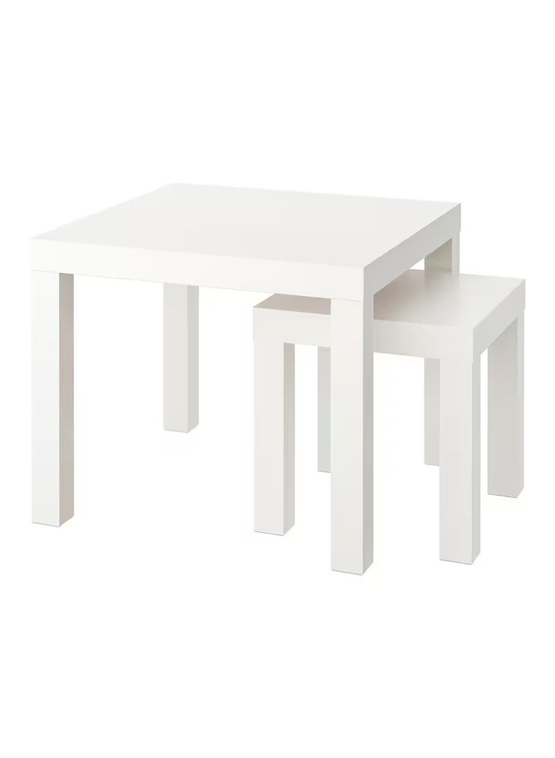 Generic Side Table - Small Table - Coffee Table - Nesting Table Particleboard & Fibreboard White 55x45x55 cm (Set of 2)  - Image 1