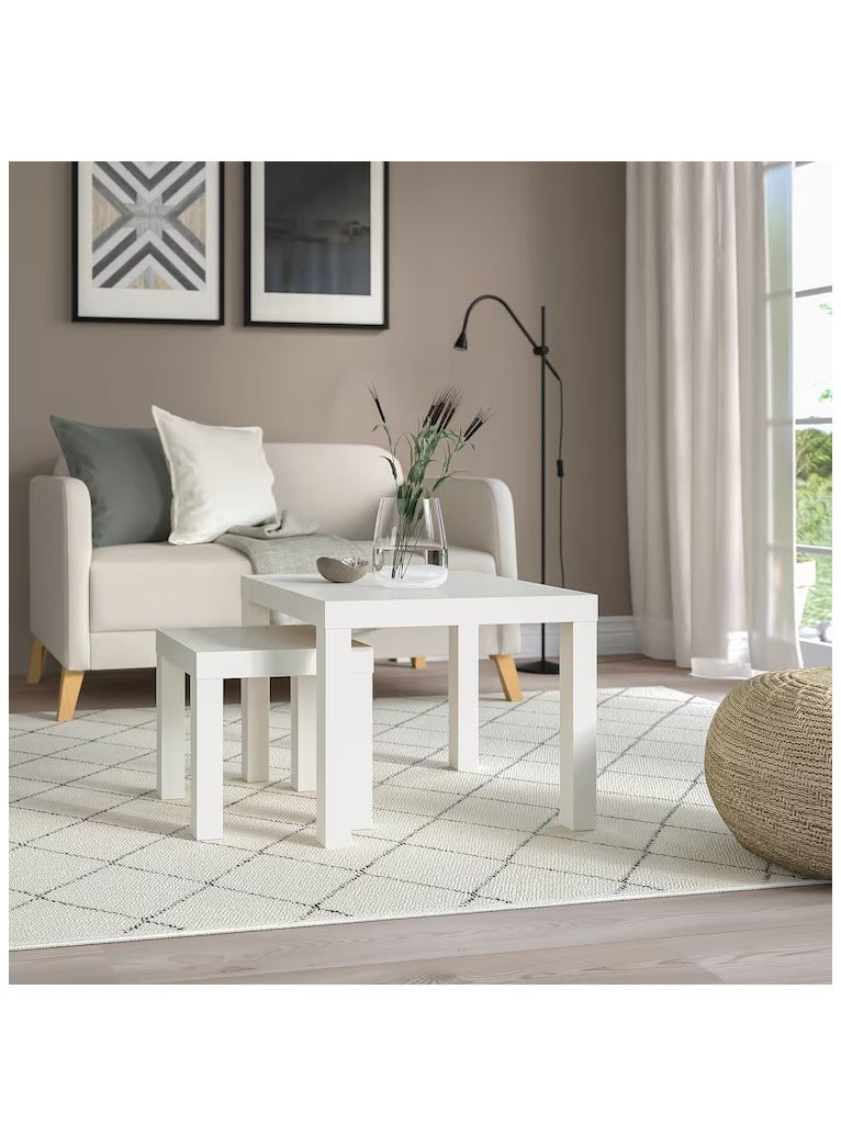 Generic Side Table - Small Table - Coffee Table - Nesting Table Particleboard & Fibreboard White 55x45x55 cm (Set of 2)  - Image 2
