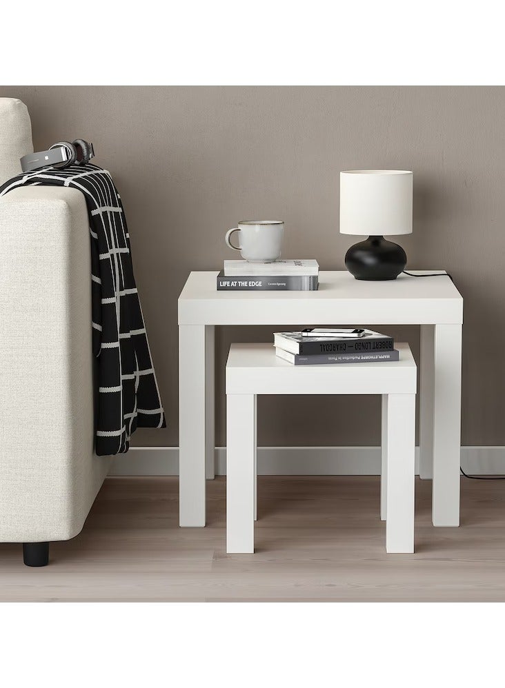 Generic Side Table - Small Table - Coffee Table - Nesting Table Particleboard & Fibreboard White 55x45x55 cm (Set of 2)  - Image 3