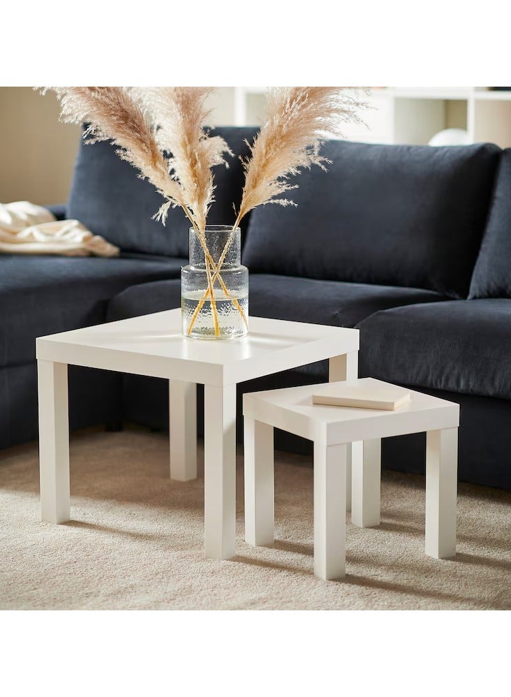 Generic Side Table - Small Table - Coffee Table - Nesting Table Particleboard & Fibreboard White 55x45x55 cm (Set of 2)  - Image 4