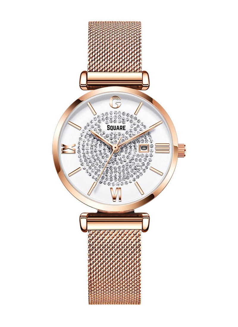 Gsquare - Women Analog Quartz Rose Gold Stainless Steel Band Watch - 6892 - Image 1