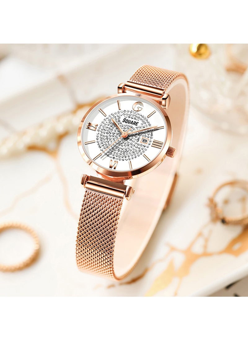 Gsquare - Women Analog Quartz Rose Gold Stainless Steel Band Watch - 6892 - Image 1
