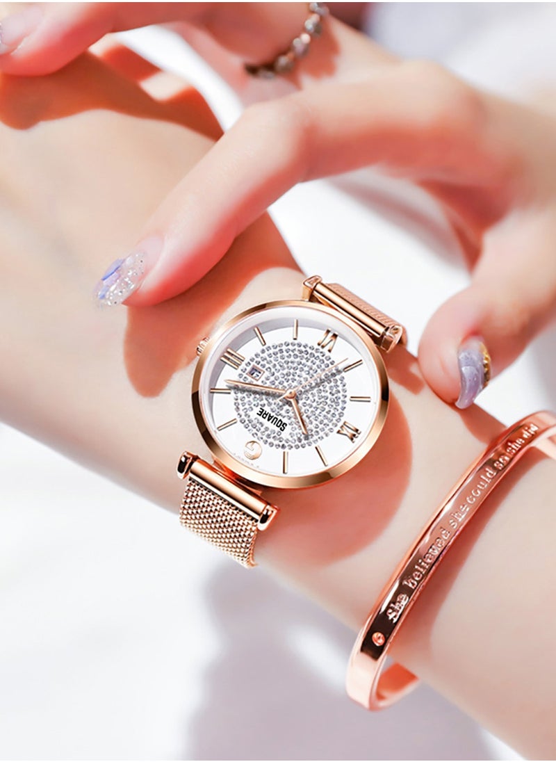 Gsquare - Women Analog Quartz Rose Gold Stainless Steel Band Watch - 6892 - Image 1