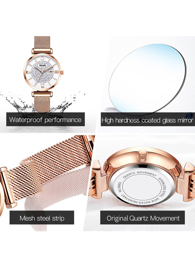 Gsquare - Women Analog Quartz Rose Gold Stainless Steel Band Watch - 6892 - Image 1