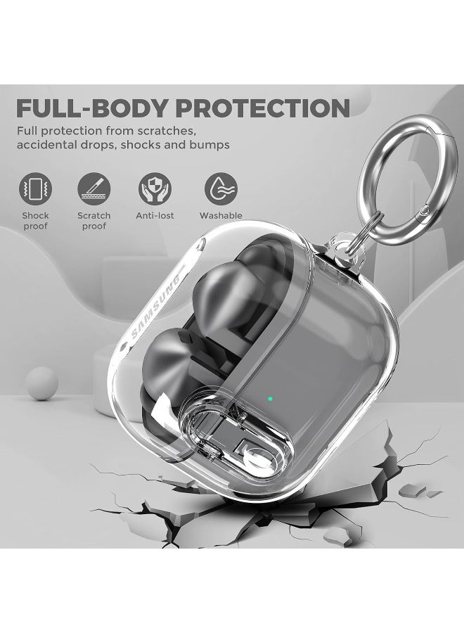 Protective Case for Samsung Galaxy Buds 3 & Galaxy Buds 3 Pro Case [Wireless Charging] [Keychain] [LED Visible] Anti-drop Anti-scratch Samsung Buds 3 PC Cover with A Lock (Clear - Black) - Image 3