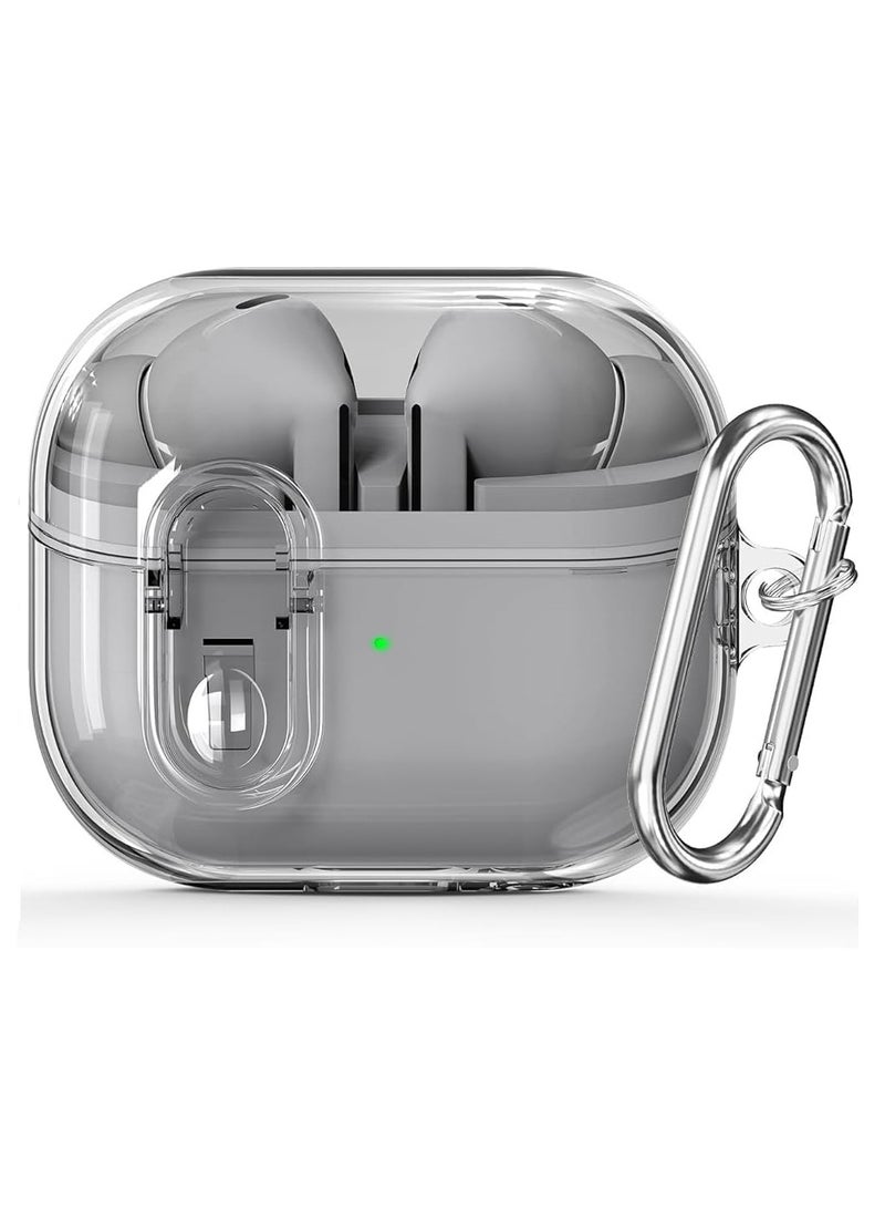 Protective Case for Samsung Galaxy Buds 3 & Galaxy Buds 3 Pro Case [Wireless Charging] [Keychain] [LED Visible] Anti-drop Anti-scratch Samsung Buds 3 PC Cover with A Lock (Clear - Black) - Image 1