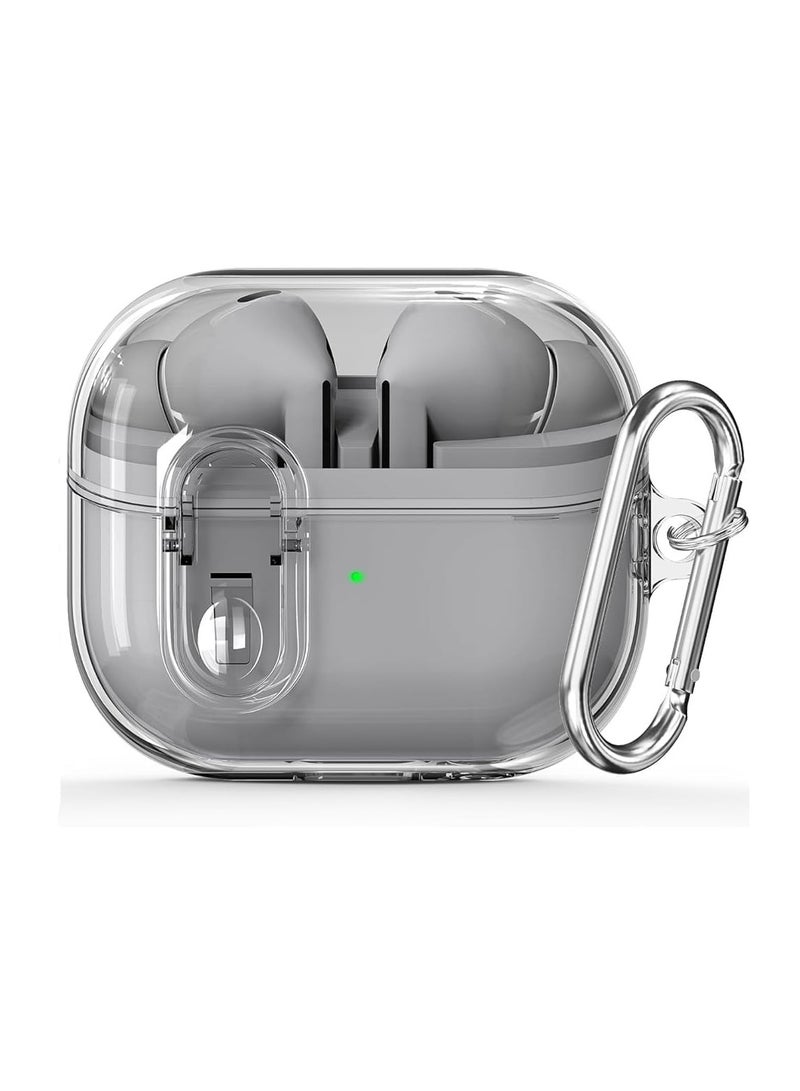 Protective Case for Samsung Galaxy Buds 3 & Galaxy Buds 3 Pro Case [Wireless Charging] [Keychain] [LED Visible] Anti-drop Anti-scratch Samsung Buds 3 PC Cover with A Lock (Clear - Black) - Image 3