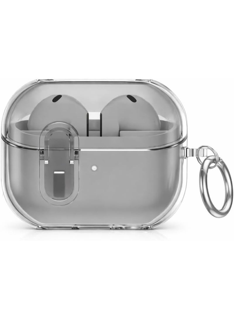 Protective Case for Samsung Galaxy Buds 3 Pro Case [Wireless Charging] [Keychain] [LED Visible] Anti-drop Anti-scratch Samsung Buds 3 PC Cover with A Lock (Clear - Black) - Image 1