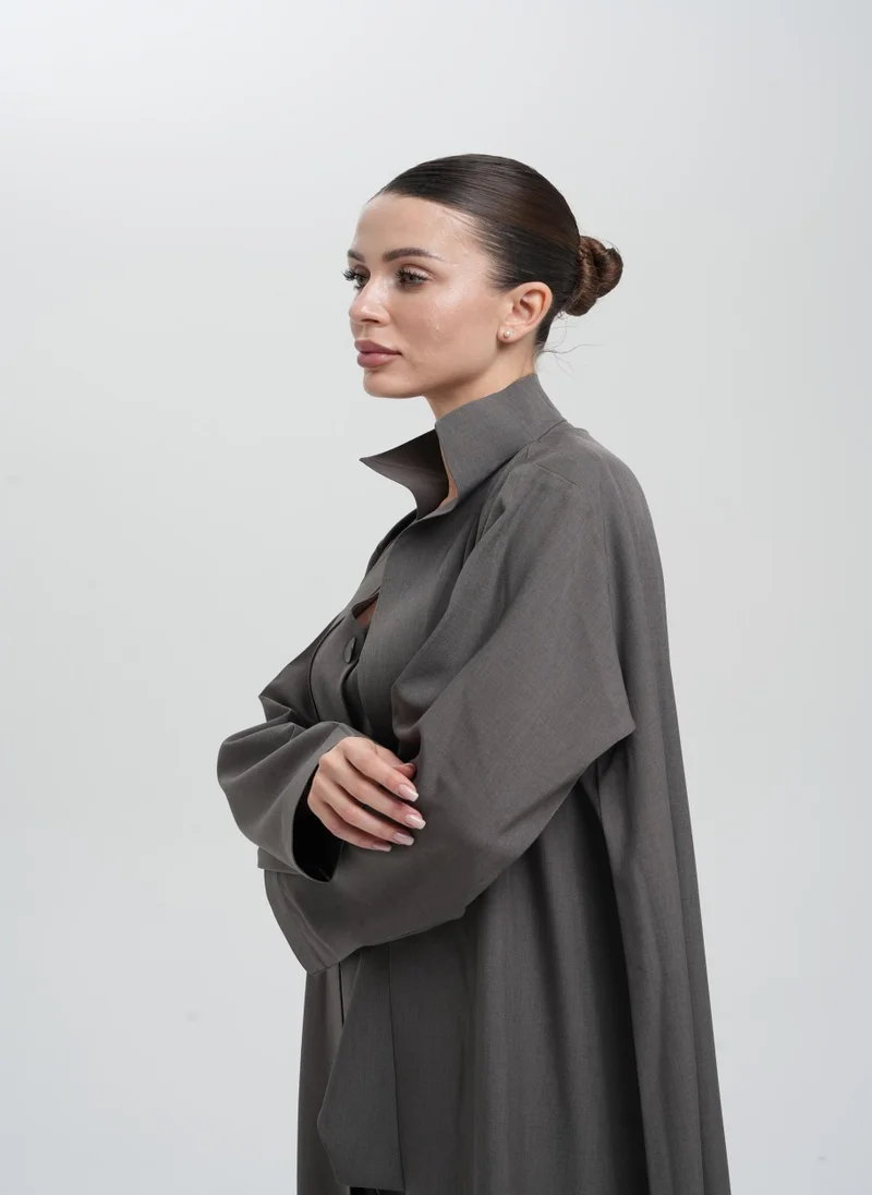 Meem by Mariyah Front open abaya with vest and pants