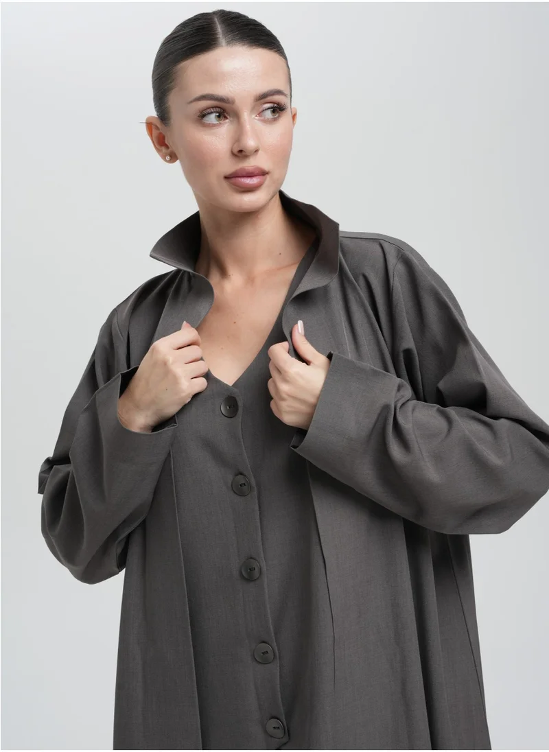 Meem by Mariyah Front open abaya with vest and pants