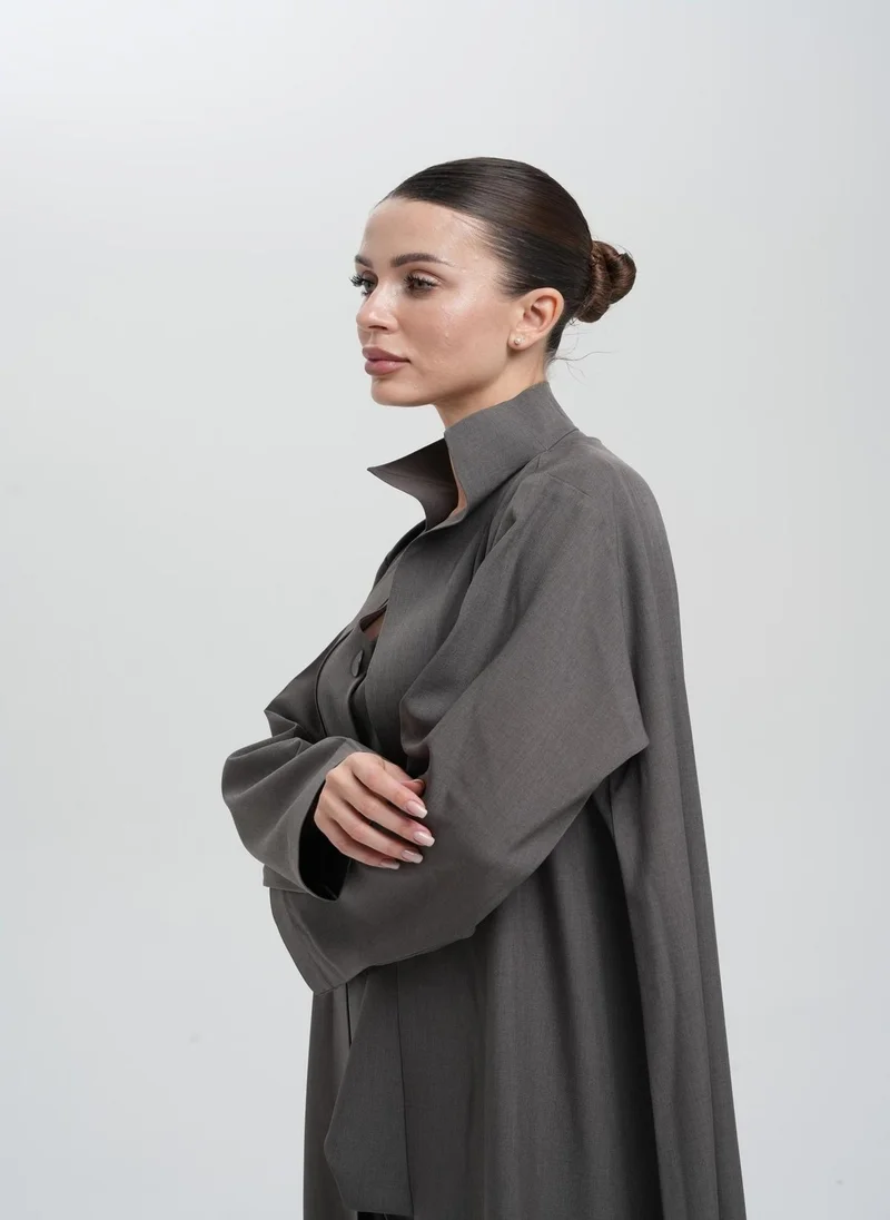 Meem by Mariyah Front open abaya with vest and pants