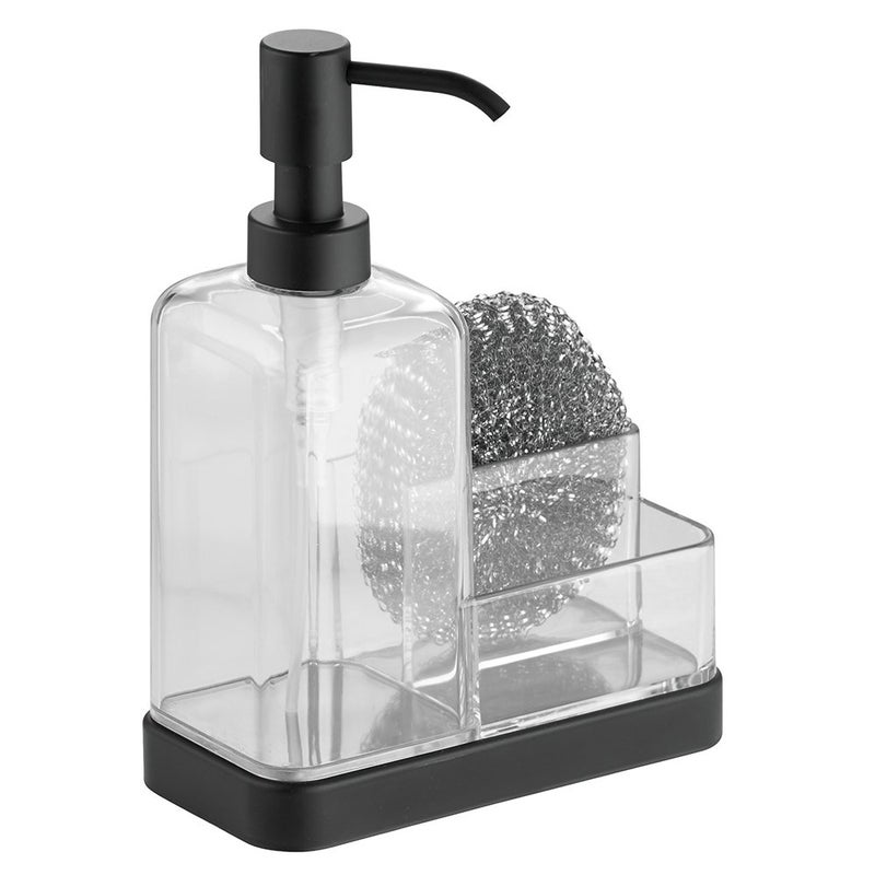 IDesign iDesign Forma BPAFree Plastic Soap and Sponge Sink Organizer Caddy  6 x 35 x 825 ClearMatte Black 