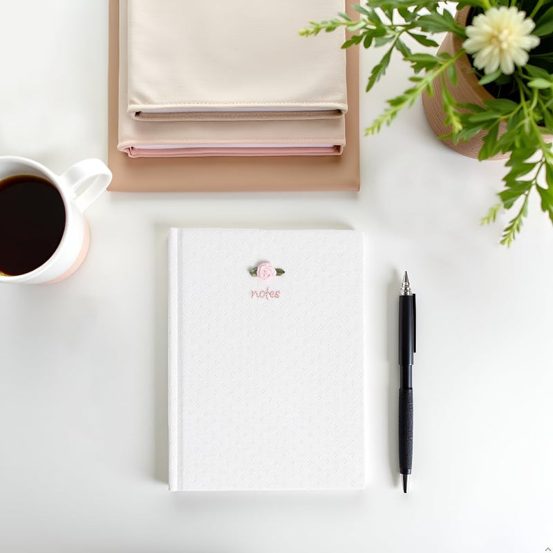 Pearhead Fabric Hardcover Journal Notebook 6x8 â€“ Pointelle Embroidered College-Ruled Writing Journal with 200 Lined Pages, Pink - Image 5