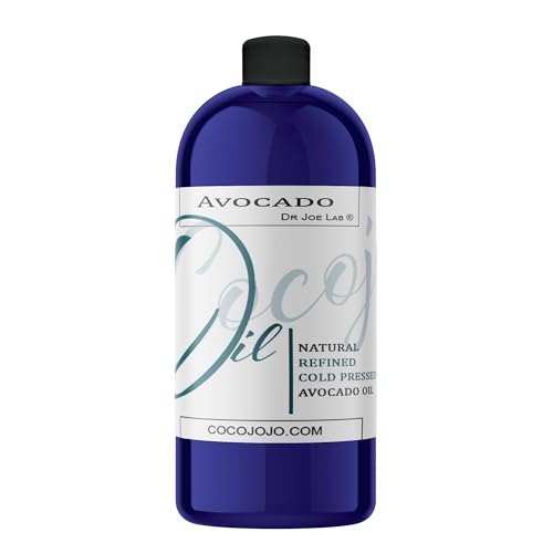 Dr Joe Lab Avocado Oil Pure Refined Cold Pressed Unscented NonGMO Filtered Carrier Oil 32 oz for Skin Hair Nails Body Face Beard Brow DIY Cosmetic Formulation
