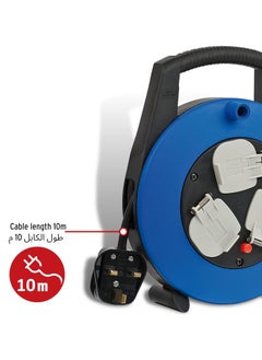 Brennenstuhl Brennenstuhl Vario Line 3-way socket cable box 10m extension cable, portable small plastic cable reel box with carry handle Blue  10m  - Image 2