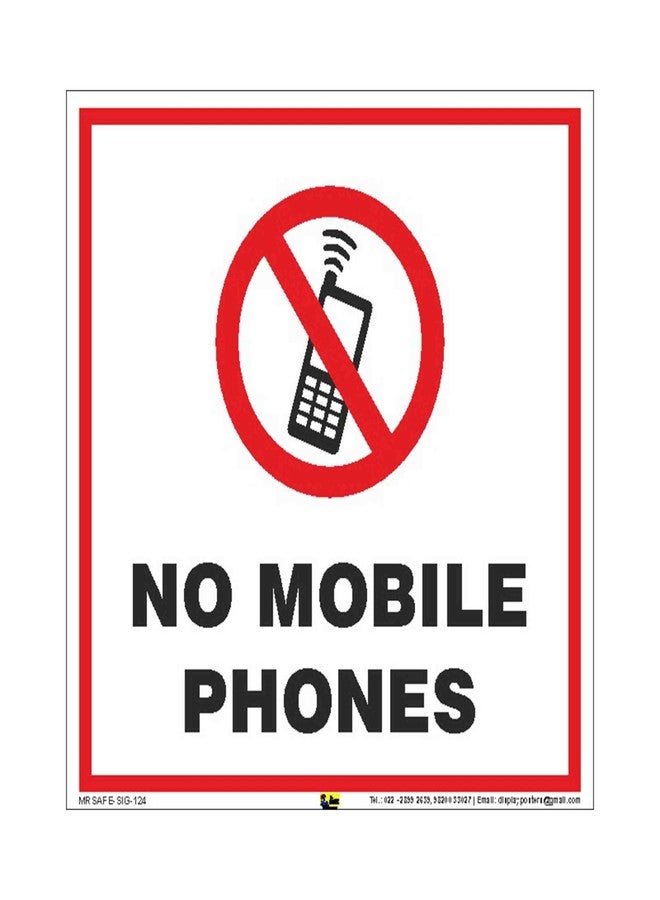 Mr. Safe - No Mobile Phones Sign PVC Sticker 8 inch X 8 inch - Image 1