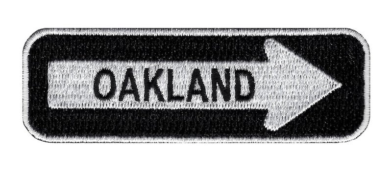 One Way Sign Oakland Embroidered Patch IronOn Highway Road Biker