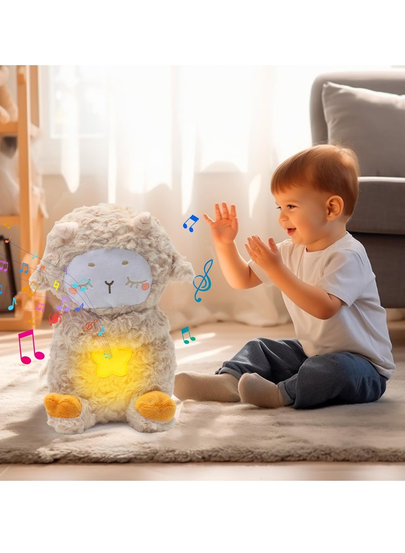 غنم تنفس لتهدئة الطفل وغنم الانعزال بحركات التنفس والموسيقى، دمية غنم ناعمة تنفس لتهدئة الطفل، رفيق النوم الموسيقي، هدايا لحديثي الولادة، هدايا لعيد الطفل، هدايا رمضان، هدايا عيد الفطر - Image 4