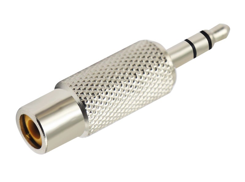 zdyCGTime RCA to 3.5MM Audio Adapter Metal 3.5mm (1/8 Inch) Stereo Plug Male to RCA Female Jack Adaptor Connector(Silver)(2 Packs, 3-Pole) - Image 3