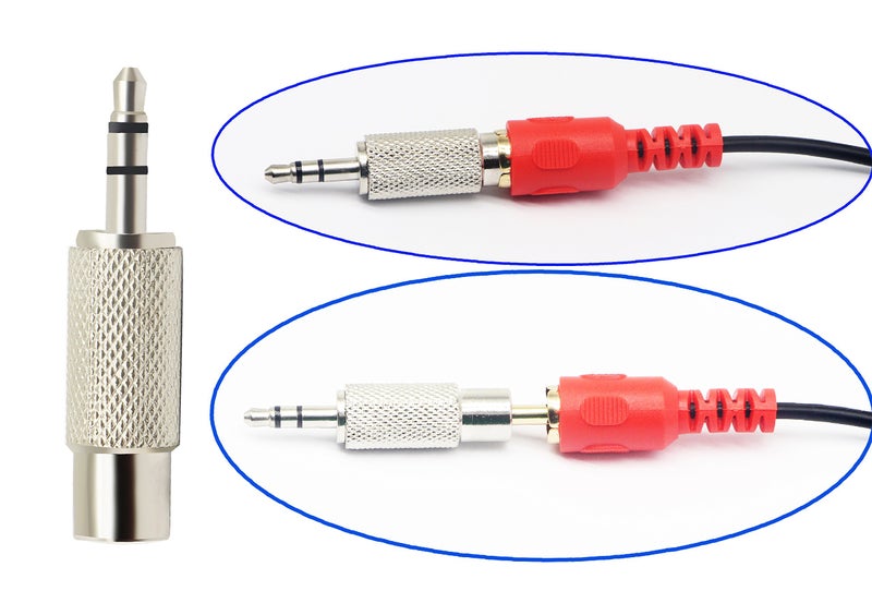zdyCGTime RCA to 3.5MM Audio Adapter Metal 3.5mm (1/8 Inch) Stereo Plug Male to RCA Female Jack Adaptor Connector(Silver)(2 Packs, 3-Pole) - Image 4