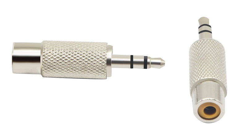 zdyCGTime RCA to 3.5MM Audio Adapter Metal 3.5mm (1/8 Inch) Stereo Plug Male to RCA Female Jack Adaptor Connector(Silver)(2 Packs, 3-Pole) - Image 2