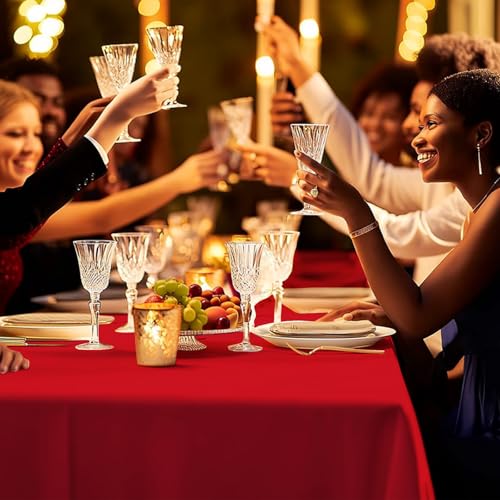 JHDZDHY 6 Pack Premium Disposable Plastic Tablecloth 54" x 108" Party Table Cloths Disposable for 6 to 8 Foot Tables Indoor or Outdoor Parties Birthdays Weddings Christmas Anniversary Buffet Table (Red) - Image 5