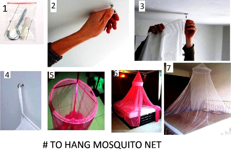 Creative Textiles Ceiling Hanging Mosquito Net I Machardani for Double Bed King Size I Polyster Canopy Circular Curtain for Bedroom I Keeps Away Insects and Flies - Red - Image 4