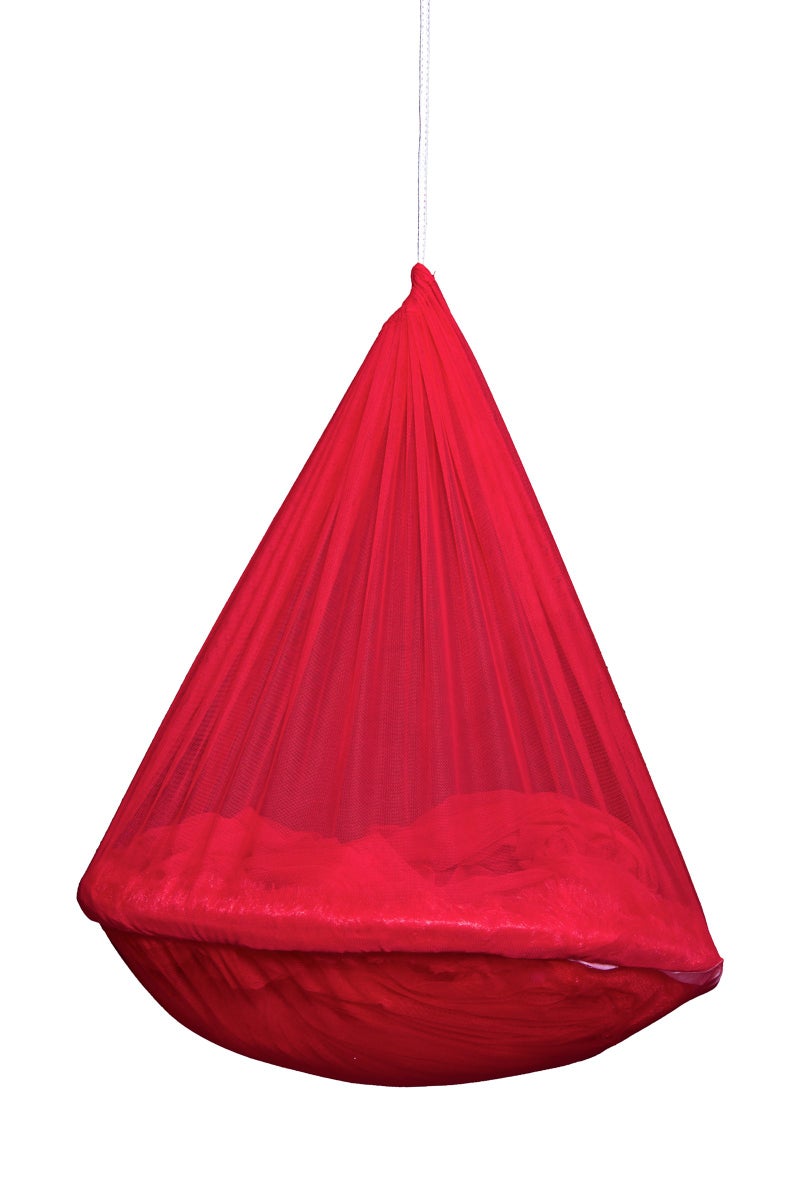 Creative Textiles Ceiling Hanging Mosquito Net I Machardani for Double Bed King Size I Polyster Canopy Circular Curtain for Bedroom I Keeps Away Insects and Flies - Red - Image 2
