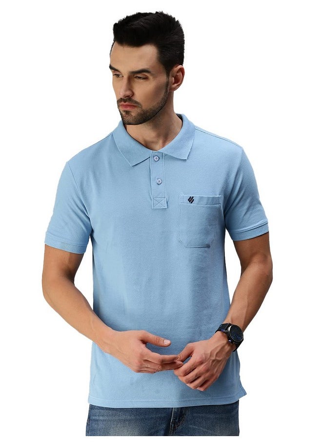 ONN - ONN Men's Solid Regular Fit Polo Nc432_Pwrbl_1Pc_Powder Blu_M, Blue - Image 1