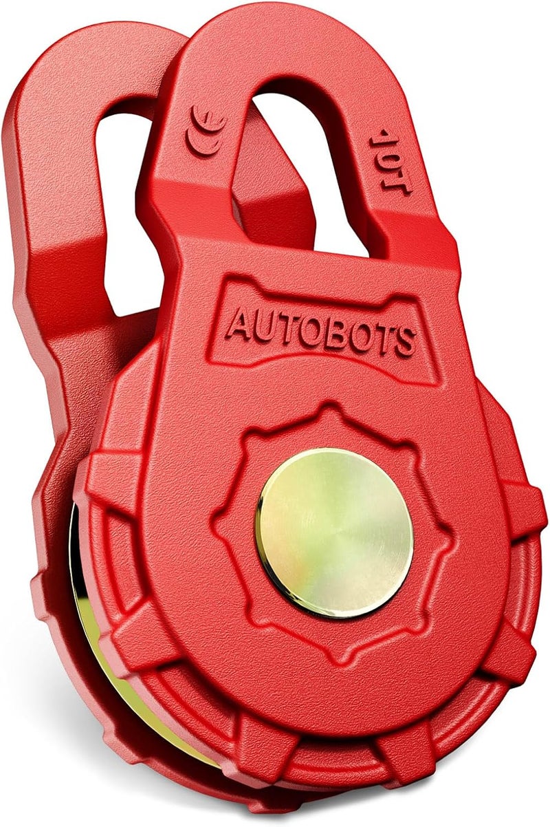 AUTOBOTS Heavy Duty Block for Winch Recovery - 22046LBS Work Load Limit, Forged Steel Pulley for Truck, UTV, ATV - Red - Image 1