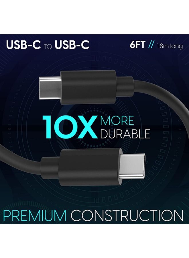 Rock Pow iphone 15 3A 60W USB C to USB C Cable 2M Android Phone Charger Heavy Duty PD Type C Fast Charging Power Delivery Cord for Samsung Galaxy S21 / S20 / S10 / S9 / S8 For Apple MacBook iPad Pro 1 PC - Image 2