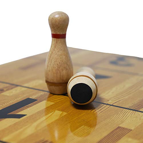 YDDS Shuffleboard Bowling Pin Set with 10 Pcs Premium Hardwood Bowling Pins Durabel Triangular Pinsetter Resin Bowling Ball and Carrying Bag, Fun for Shuffleboard Games - Image 2
